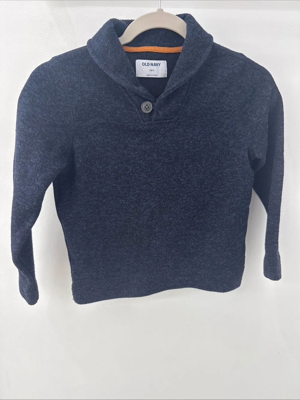 Old Navy Boys' Dark Navy Shawl-Collar Pullover with Button Size 6-7